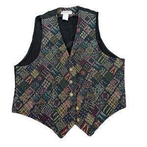 Vintage Miller Stockman Western Living Tapestry‎ Vest Small Geometric Print